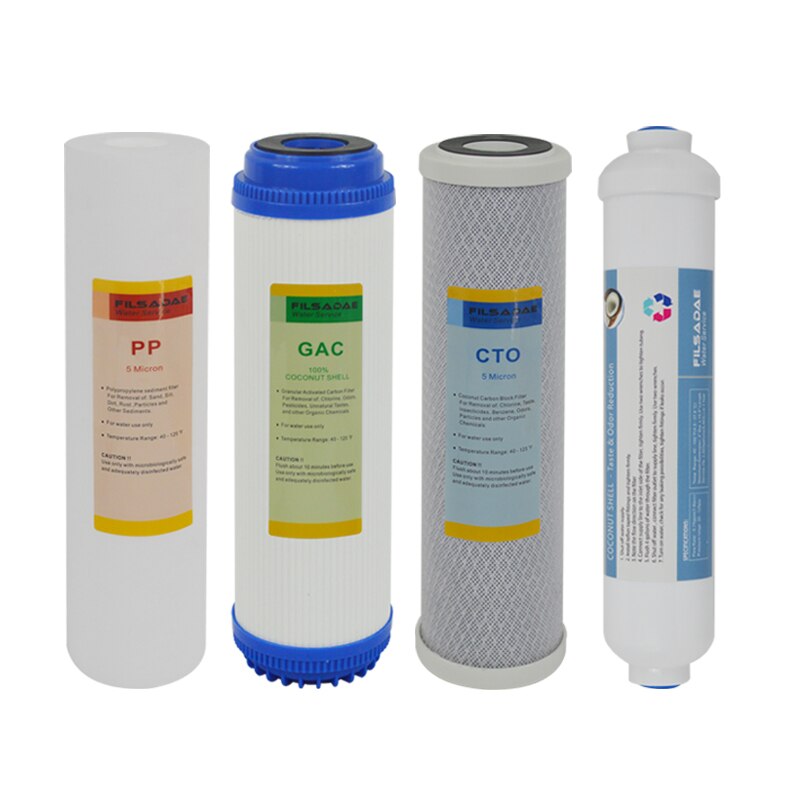 Reverse Osmosis System Replacement Filter Sets without membrane, 10" Pre-Filters plus Inline Post Carbon filter(stage 1 ,2 ,3&5)