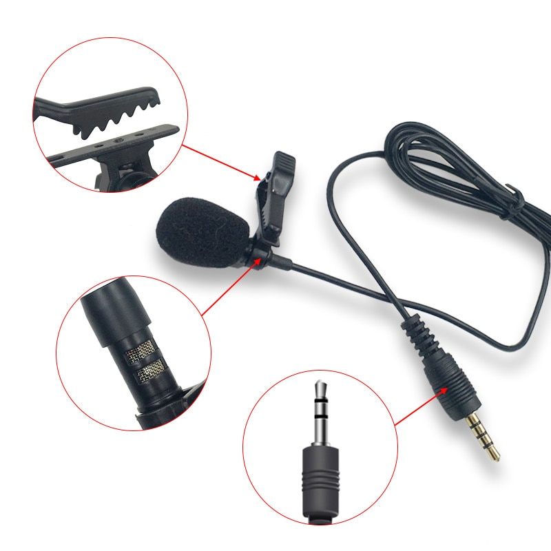 Portable 3.5mm Jack Microphone for Mobile Phone Clip-on Lapel Lavalier Microfone Condenser Mikrofon For Teaching Speech Wholesal
