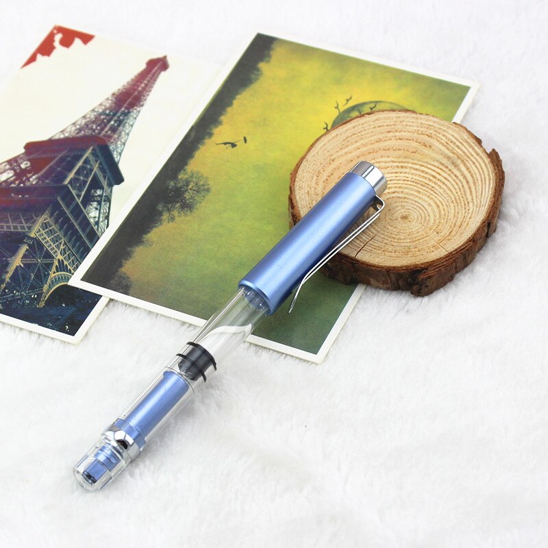 luxury school Office Fountain Pen Writing Transparent Piston Fountain Pen Demonstrator Fountain Pen: PURPLE / F