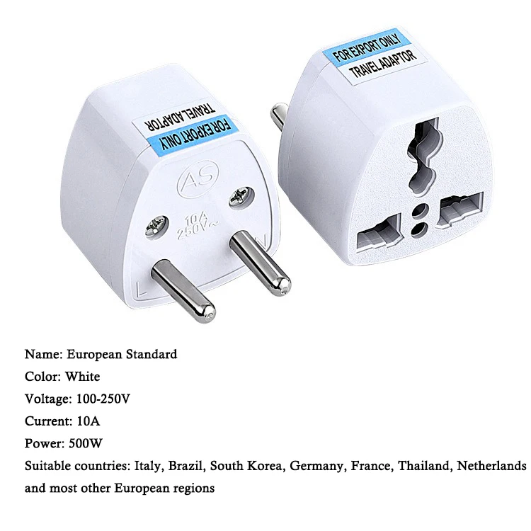 VS naar EU-stekkeradapter Korea KR Euro Europa naar Amerika China Canada UK AU Universele reisadapter AC-converter voedingsadapter: WIT