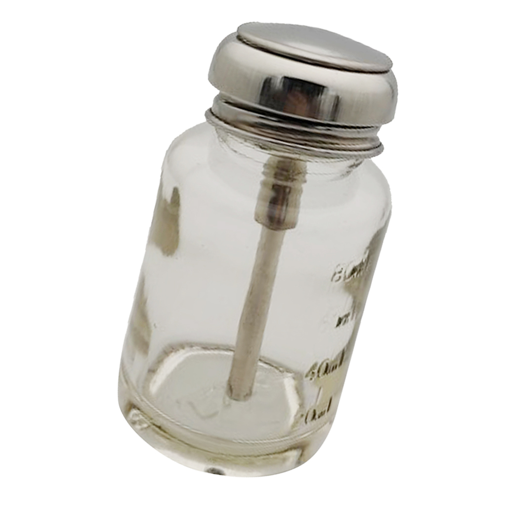 1 Stuk 80Ml Glazen Push Down Lege Druk Fles Alcohol Aceton Pomp Dispenser Flesjes Voor Nagellak En Make-Up remover