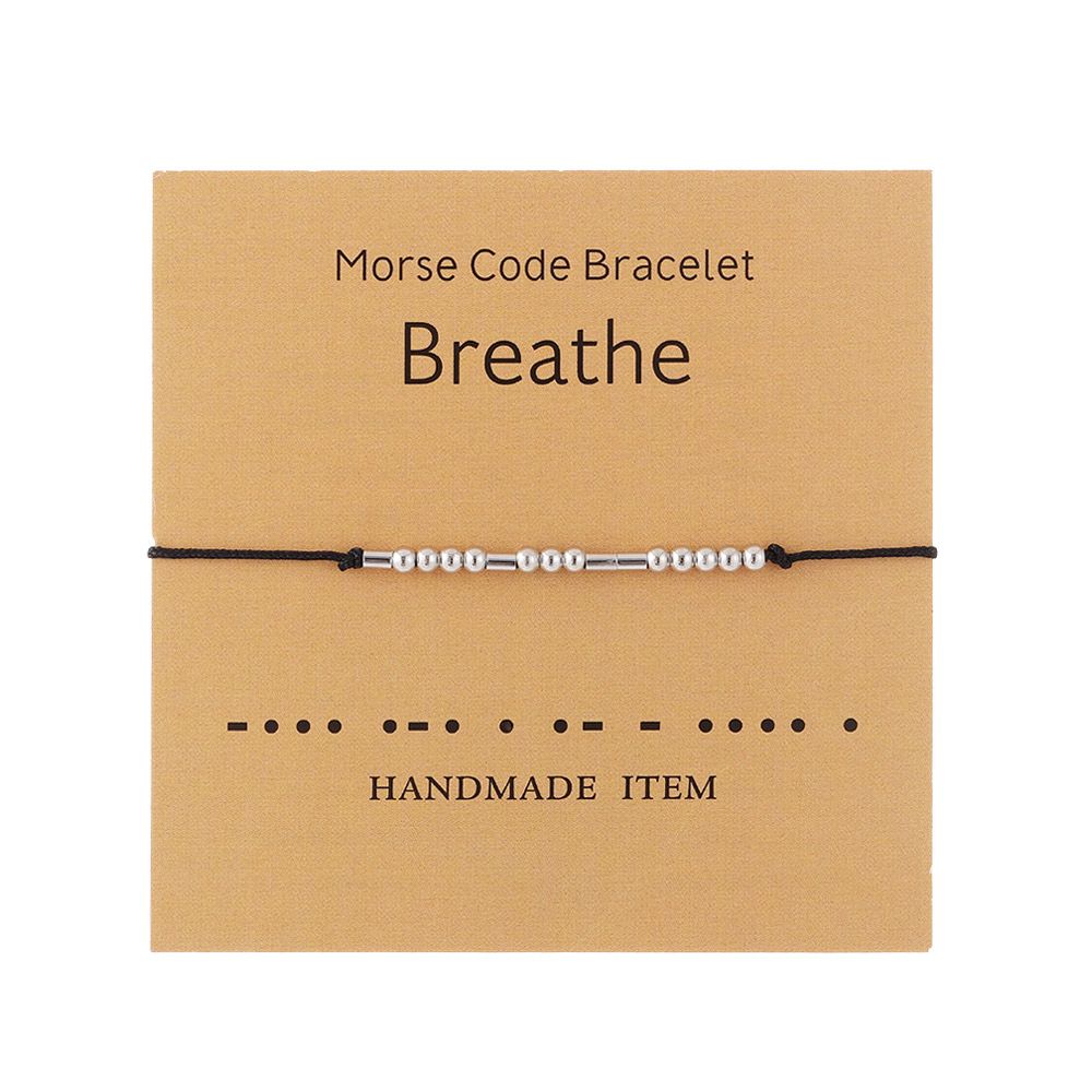 Código morse pulseiras abençoado grato senha casal pulseiras com cartão valentinesgifts dia aniversário lembrança presentes de aniversário: breathe