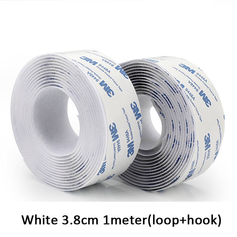 1Meter/Pairs Strong Self adhesive Hook and Loop Fastener Tape nylon sticker velcros adhesive with Glue for DIY 20/25/30/38/50mm: White 3.8cm