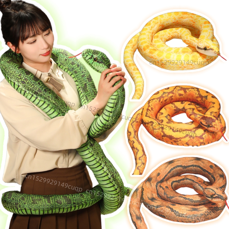 Jouet en peluche Python artificiel, Long serpent, jaune, Orange, vert, décoration de maison, décorations de