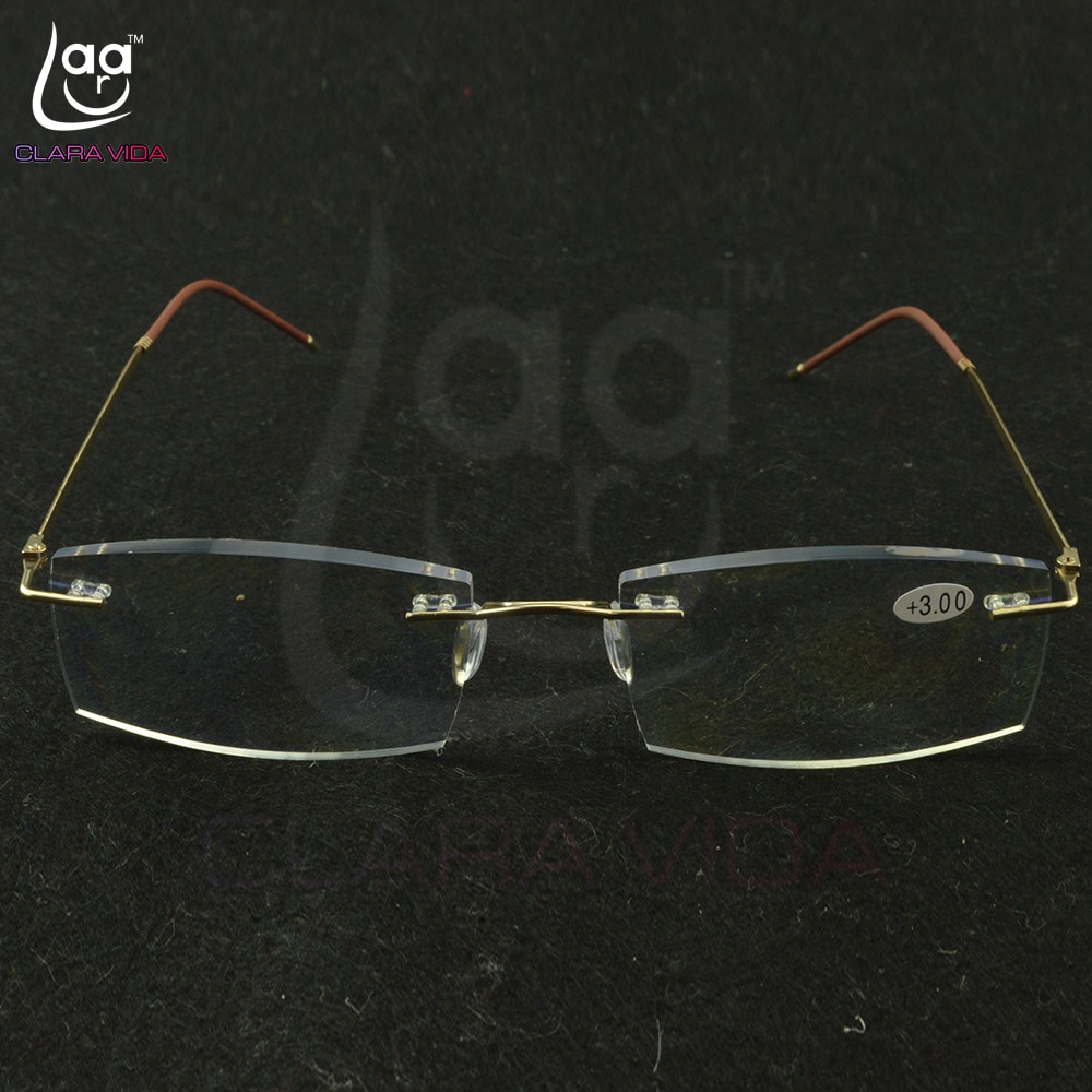 Titanium montuur ultralicht geheugen gouden montuur coating lenzen heren dames randloze leesbril 0.75 1 1.5 1.75 2 2.25 to 4