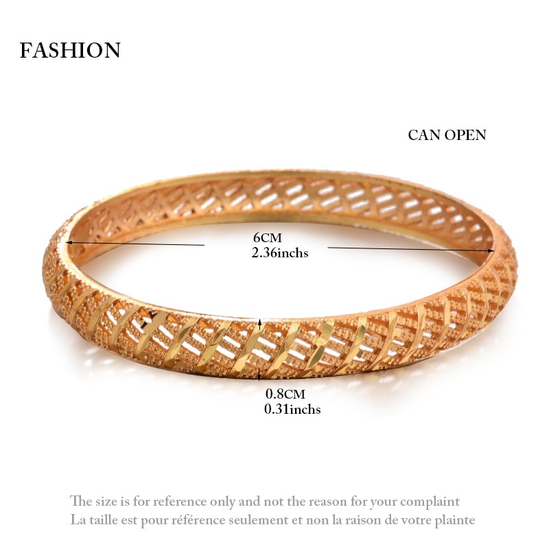 Wando 4 stuks/partij goudkleurige armbanden voor dames/meisjes midden-oosterse sieraden klassieke ronde koperen armbanden sieraden