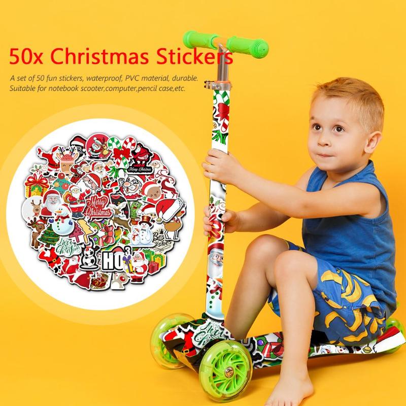 Festival 50Pcs Set Christmas Santa Removable Window Stickers Xmas Various Animals Pattern Art Decal Wall Home Shop Party Decor