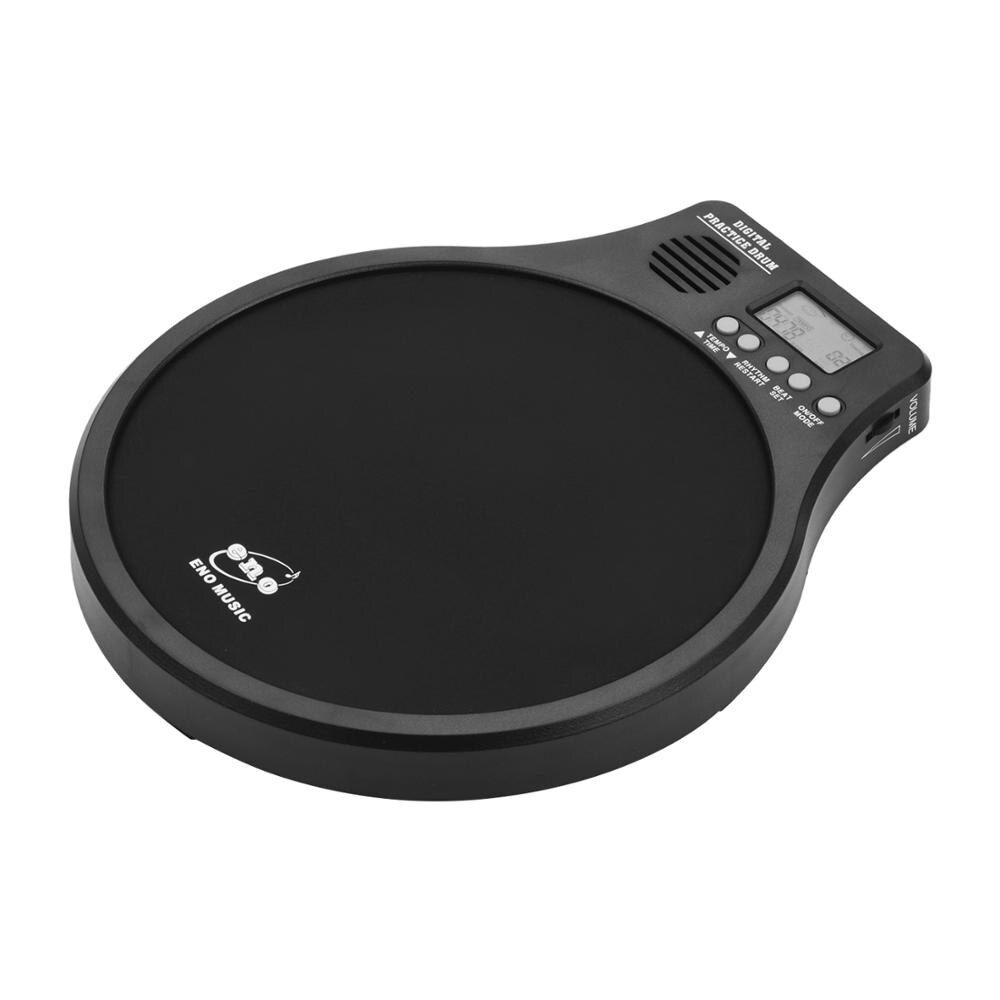 12in Rubber Pad Electronic Dumb Drum Metronome Practice Dumb Drum for Jazz Drums Exercise Training Percussion Drum Pad: eno 3-in-1 Black
