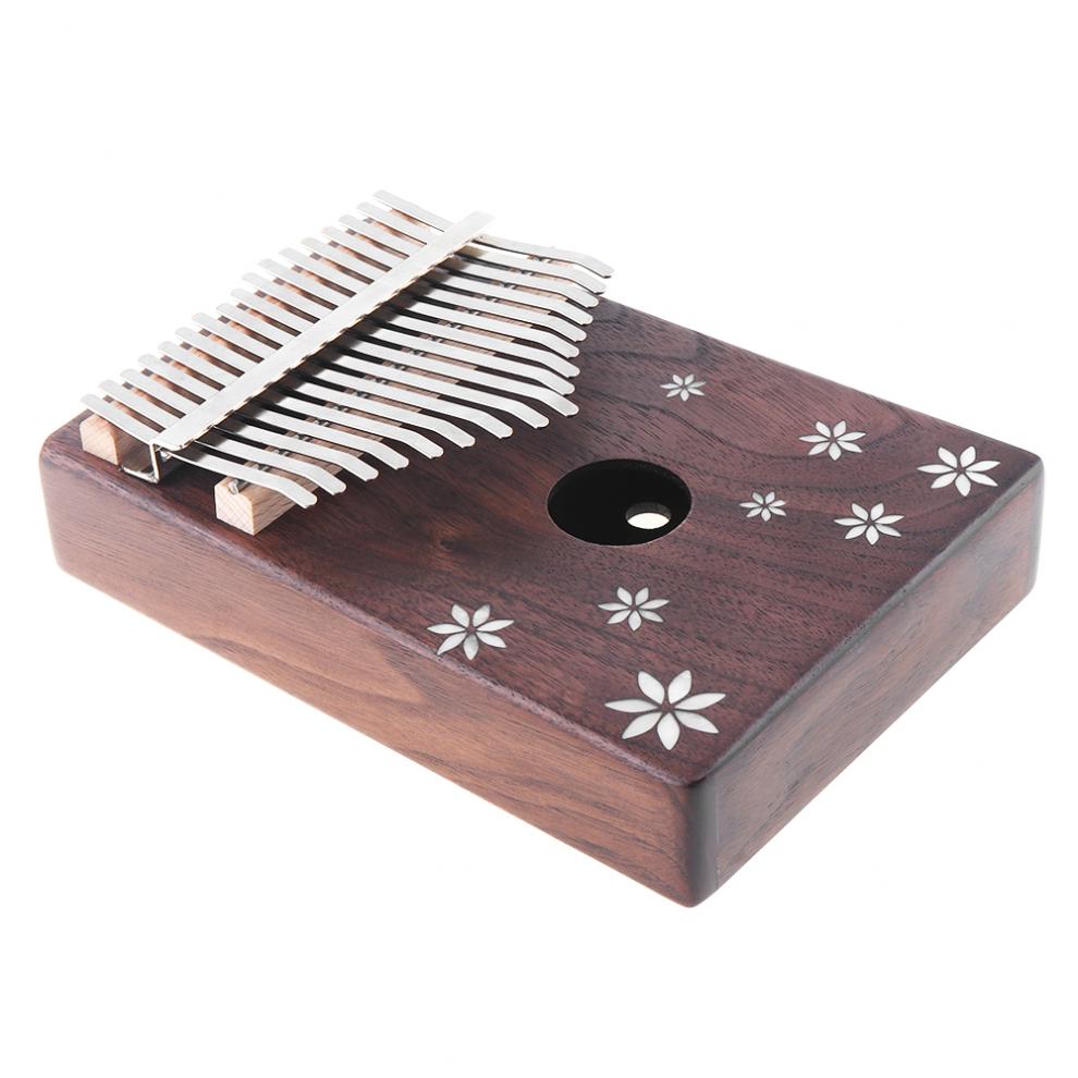 Thumb Piano 17 Sleutel Kalimba Acacia Wood Thumb Piano Met Shell Inlay Zeven Blad Bloem Mbira Natuurlijke Mini Toetsenbord instrument