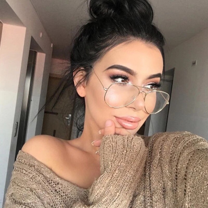 Classic Alloy Gold Frame Glasses Women Men Retro Optics Eyeglasses Transparent Clear Lens Female Espectacles Reading Glasses