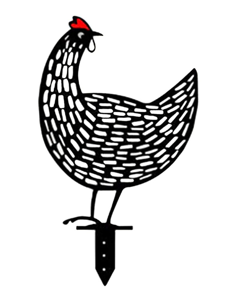 Rooster Animal Silhouette Pile Shadow Decoration Stake Garden Gardening Decoration Chicken Silhouette Country Yard Art: D