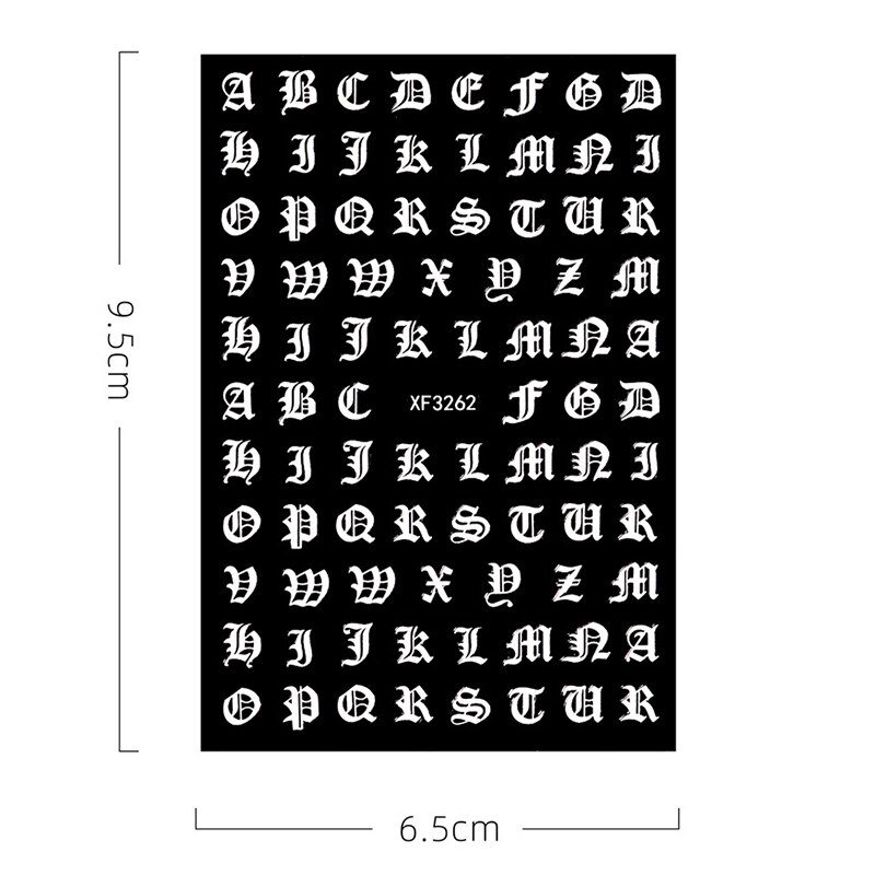 1 feuille 3D Alphabet ongle autocollant mignon Unique modèle auto-adhésif Nail Art décalcomanies transfert autocollant bricolage