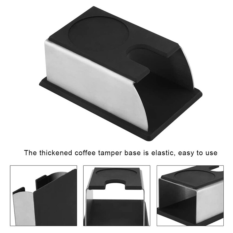 Upors praktisk kaffestamper stativ rustfritt stål kaffestamperholder gjenbrukbar silikon tamping matt durabl kaffetrakter verktøy