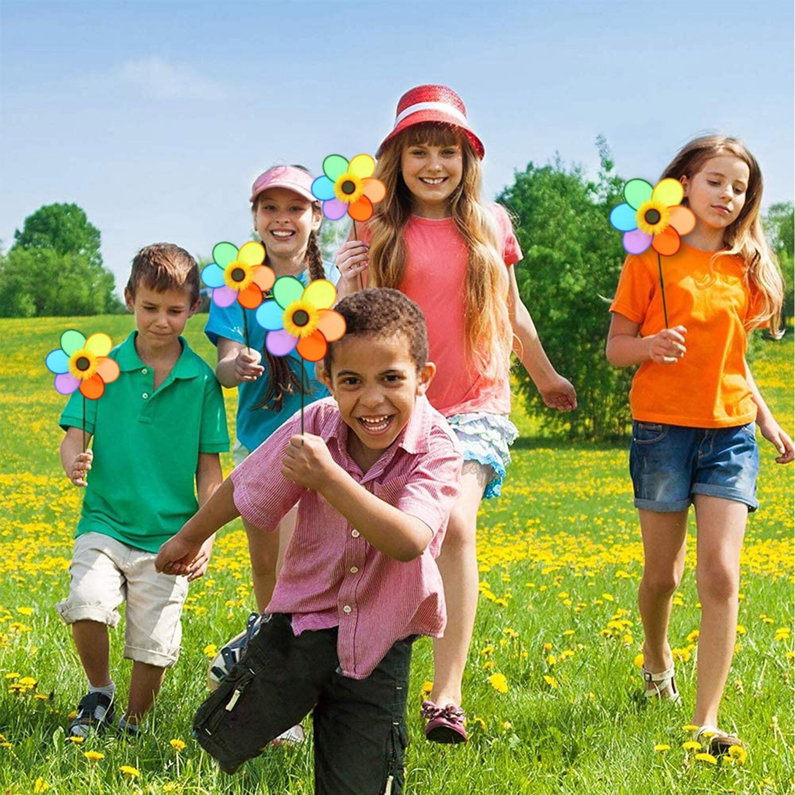 25 # Kleurrijke Regenboog Bloem Windmolen Spinner Wind Huis Tuin Yard Patio Outdoor Decoratie Kids Speelgoed Lichtgewicht Eenvoudig Verwijderen