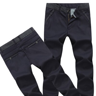Zomer formele bruiloft heren pak broek slim fit casual merk zakelijke heren rechte jurk broek: Marine / 29