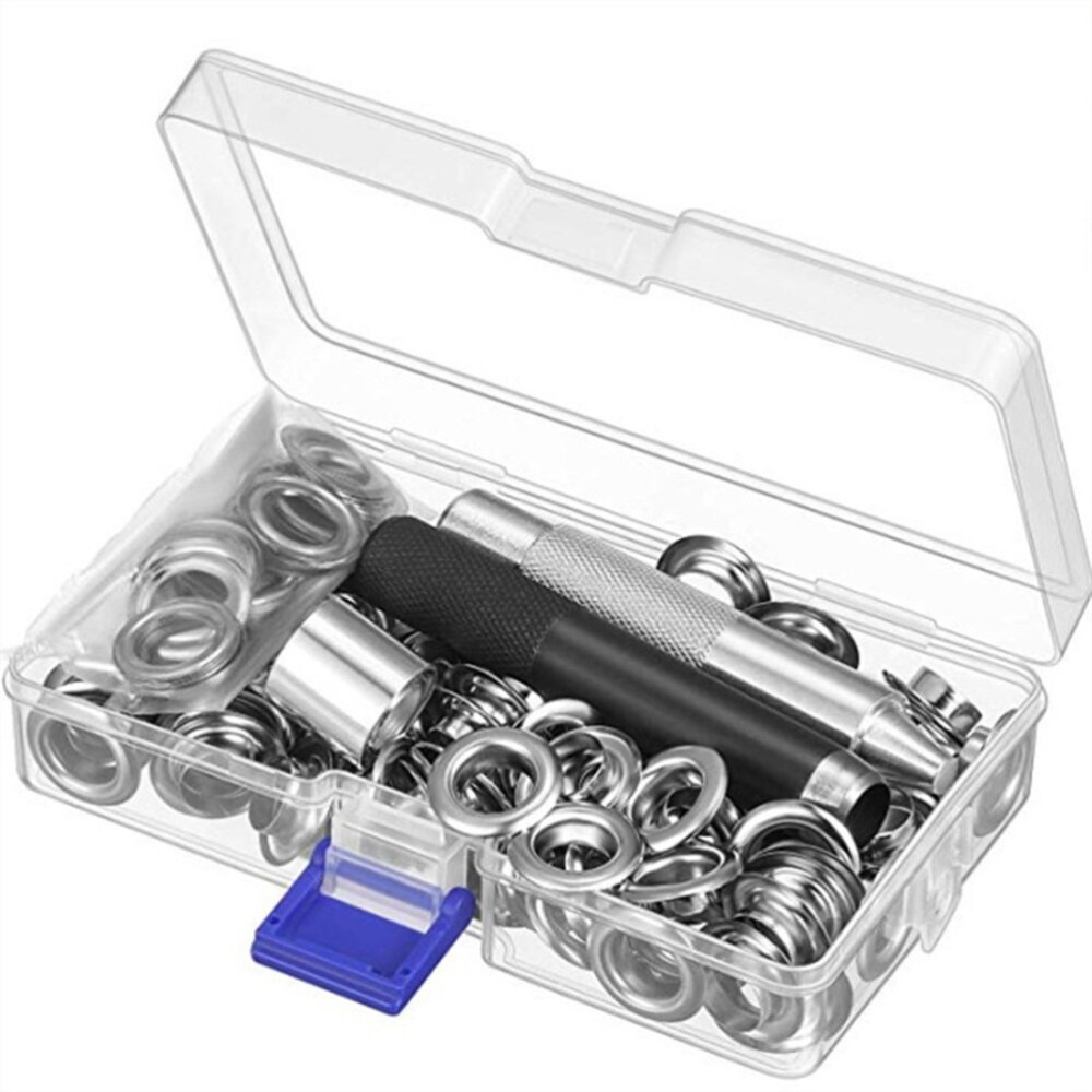 100 Set Grommets Kit Brass Eyelets Button Kit with 3PCS Tools Multipurpose Eyelets Button Set Portable Eyelets Button To
