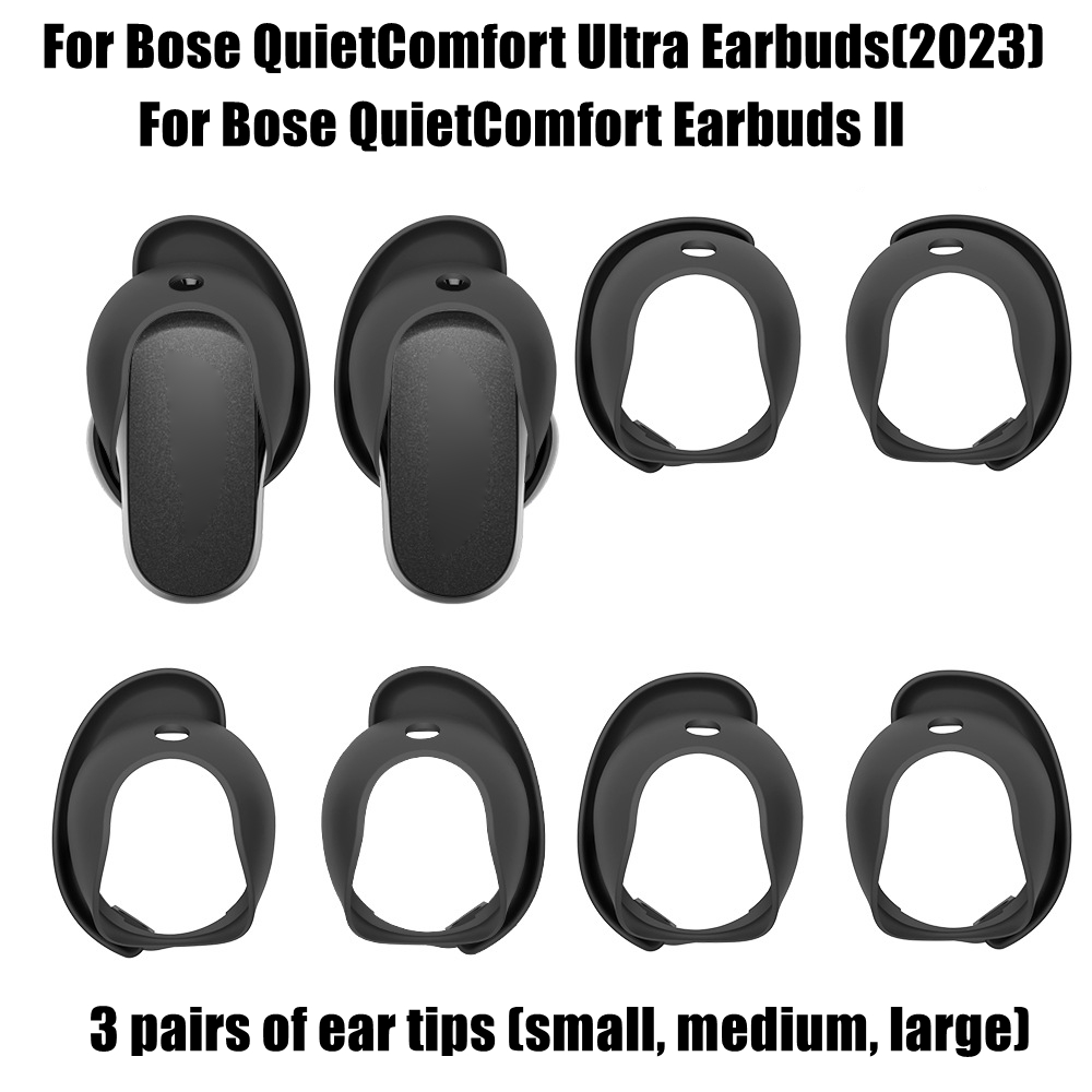 3 par silikon øreproppedeksel erstatning støvtette ørehetter øreproppdeksel til bose quietcomfort earbuds ii / ultra ørepropper