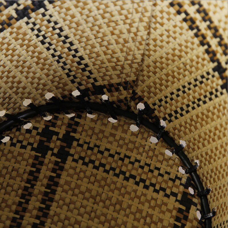 plaid straw hat men's cowboy hat summer sun hat outdoor sun hat big beach hat casual style travel cap