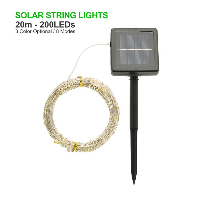Outdoor 22M 10M Led Solar Lamp String Fairy Light 8 Modes Flash Guirlande Waterdicht Voor Kerst Tuin Straat patio Decoraties