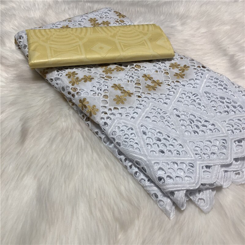 Bazin africain, tissu en brocart Riche, 5yards/lot de mélanges brodés, coton et dentelle de suisse, tissu en dentelle Damask Shadda guinée brocart: 10