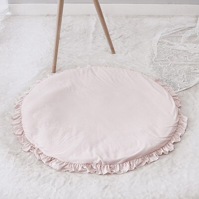 100% Cotton Baby Gym Round Play Mat with Ruffled Frills Edge Teepee Rug Carpet Mattress 100cm Diameter: Light Pink