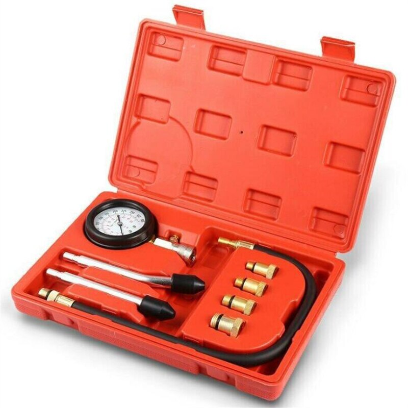 Compression Tester Pressure Gauge Tester Kit Motor Auto Petrol Gas Engine Cylinder Car Motorcycle Pressure Gauge with Adapter: 2