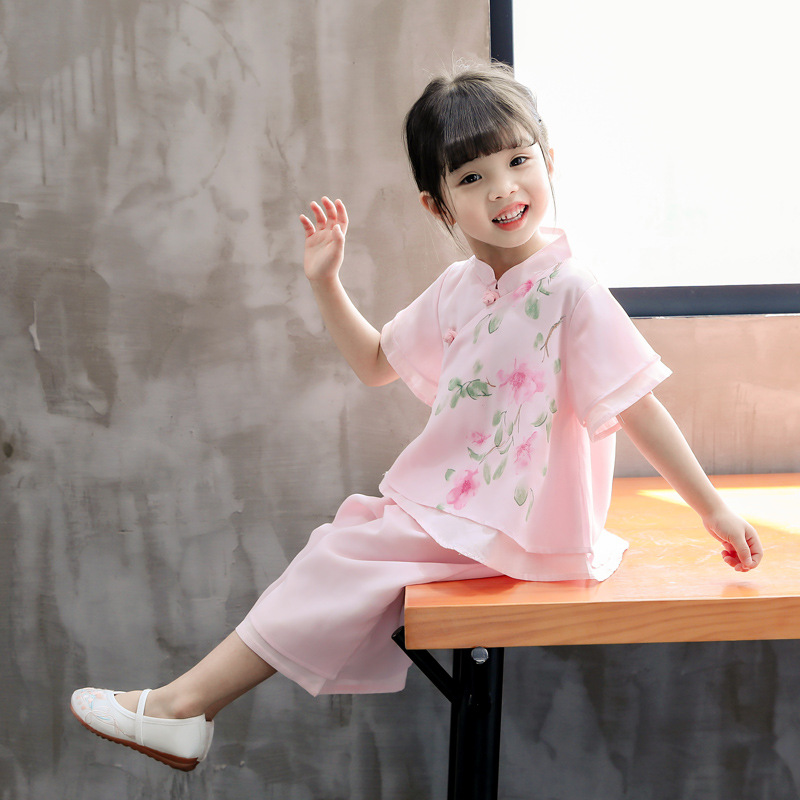 Kind Zomer Tang Pak Meisjes Chinese Nationale Kostuum Oude Chinese Gewaad Hanfu Kostuum Show Dance Kostuums Stadium Slijtage DQS1940