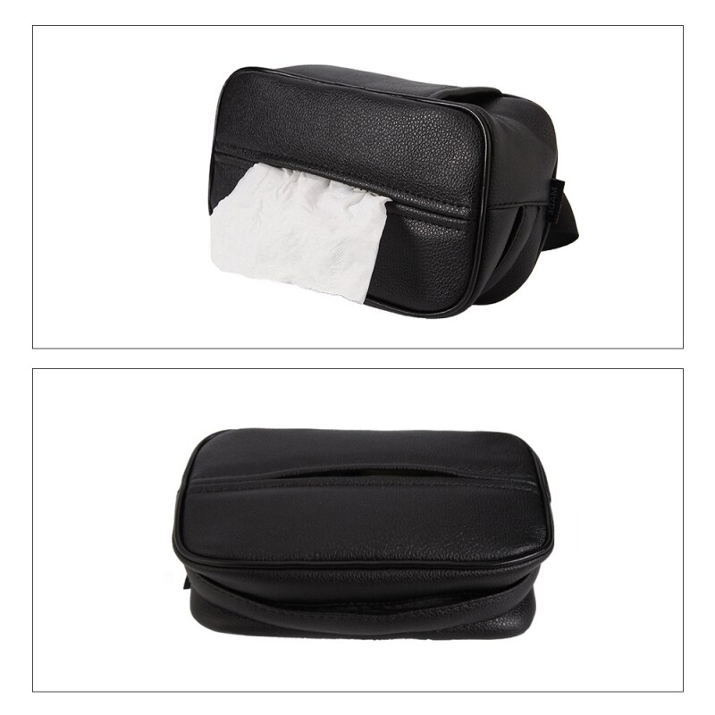 PU Leather Car Tissue Box Pumping Paper Case Tissue Holder Auto Sun Visor Paper Organizer Napkin Container for Universal Car