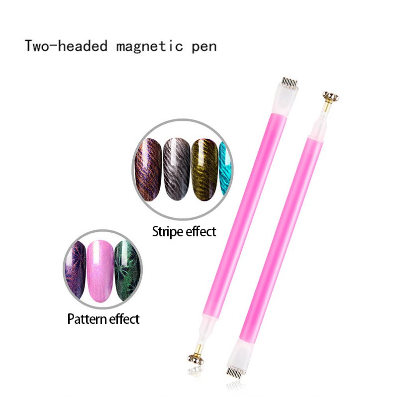 1 pc kat dobbelthoved øje magnet stick til gel lak lak 3d linje strimmel stærk effekt magisk bord nail art værktøjer