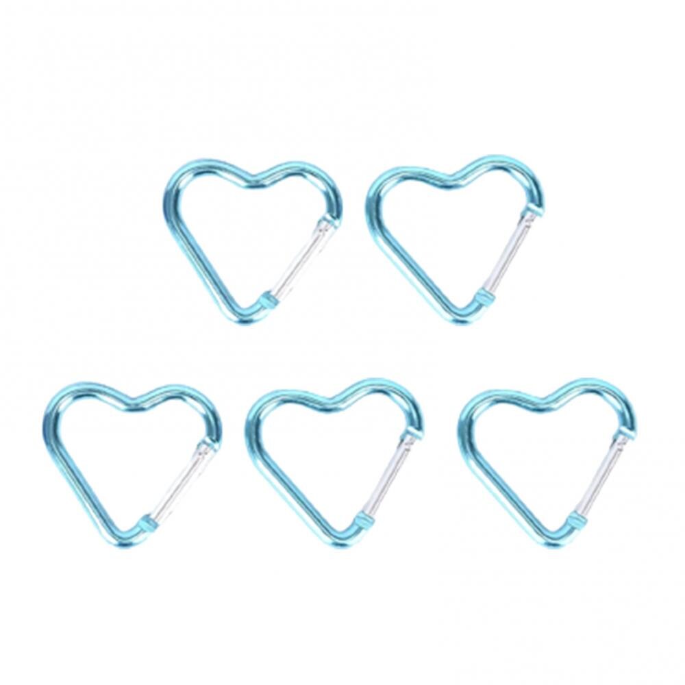 60 5PcseHeart Shape Aluminum Carabiner Keychain Clip Outdoor Key Ring Outdoor Mountaineering Hiking Hanging Buckle Travel Ki: Blue