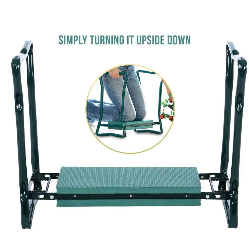 Folding Garden Kneeler and Seat with Tool Pouch Portable Portable Garden Stool With EVA Kneeling Pad Handles
