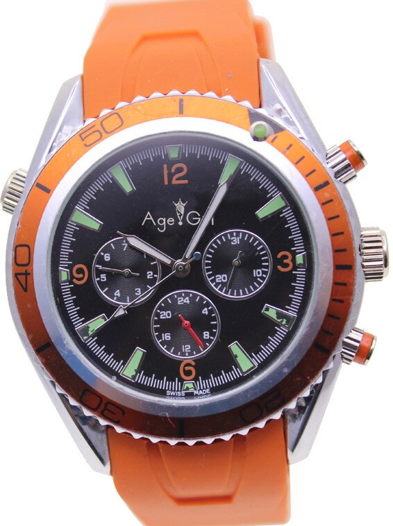 Classic Stainless Steel Men's Wristwatch James Bond 007 Waterproof Automatic Mechanical Orange Blue Leather Watches: 7