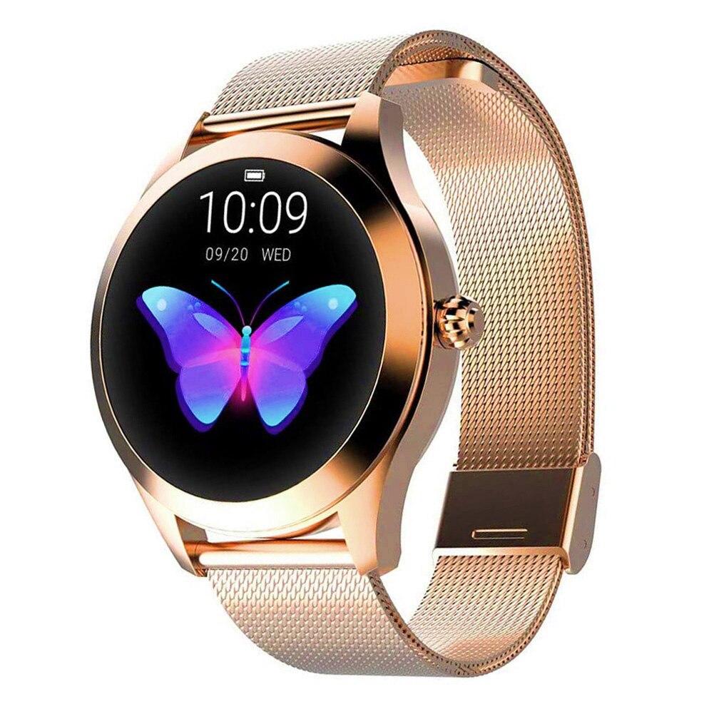 IP68 Wasserdichte Intelligente Uhr Frauen SchöNe Armbinde Herz Bewertung Monitor Schlaf Überwachung Smartwatch Verbinden IOS Android KW10 Band: Gelb