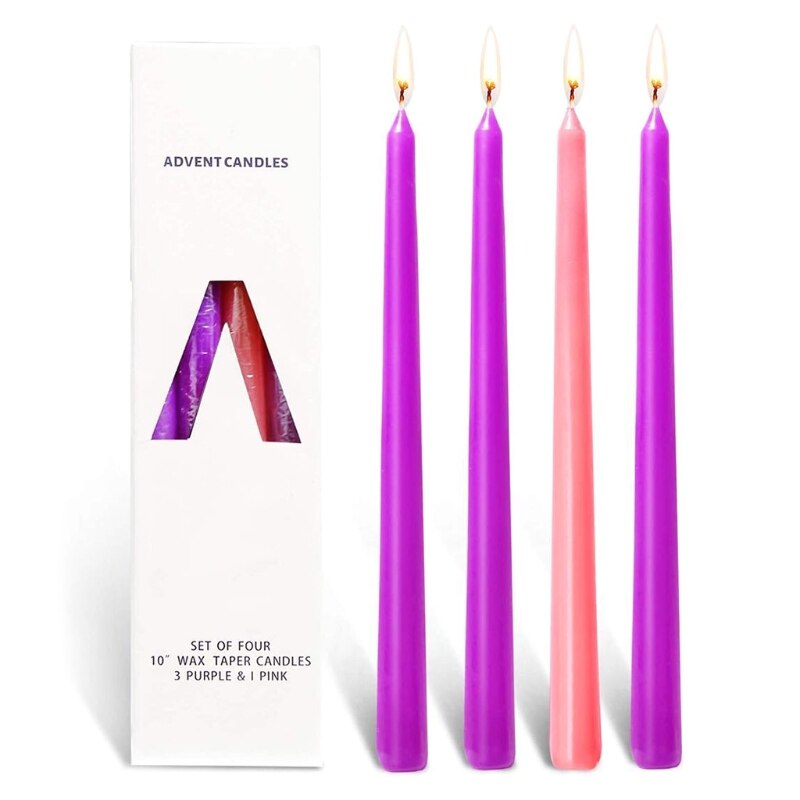 Tall Taper Candles 4 pcs Unscented Advent Taper Candle, Holidays, Church, Celebr J60C: C 4Pcs