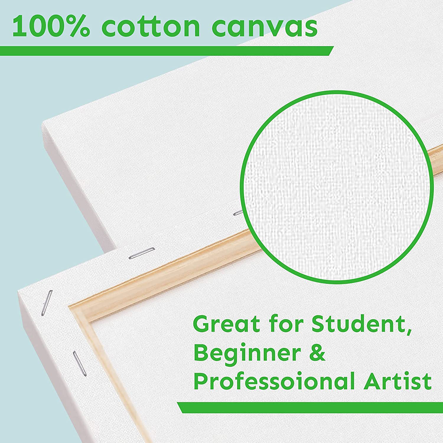 Locsyuve 16x16 inch Stretched Canvas, 100% Cotton, 8 oz Primed 4-Pack, White Blank Canvas for, Acrylic, Oil Paint