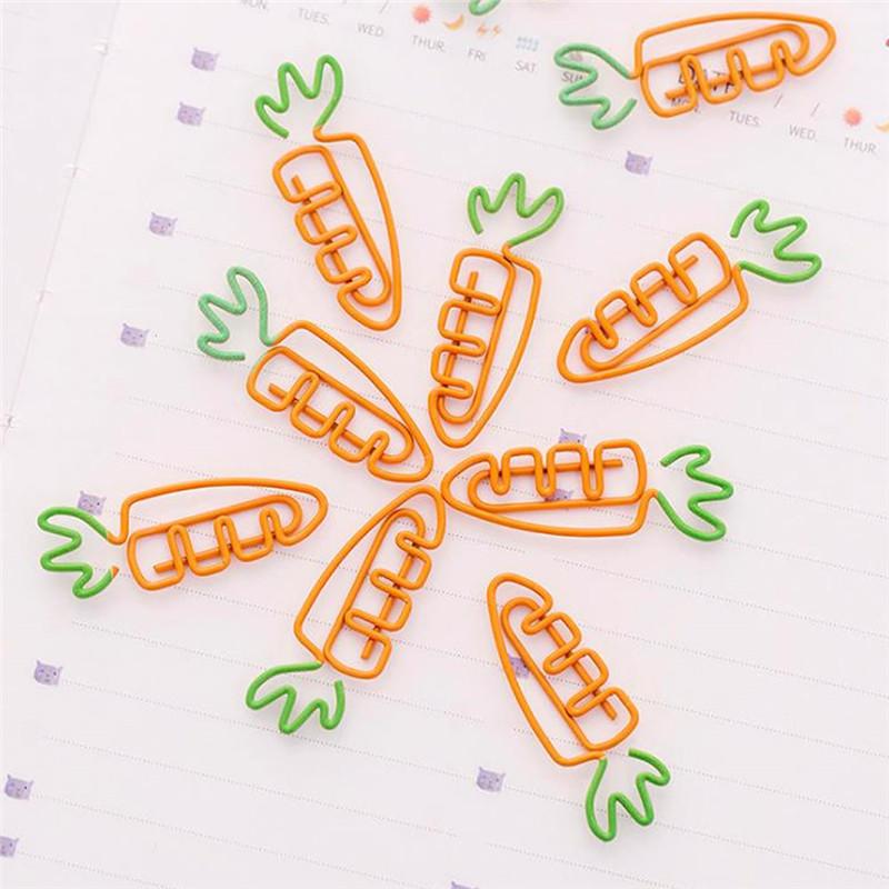 10 Stks/pak Cartoon Metalen Bladwijzer Clip Leuke Wortel Roze Rose Gold Flamingo Paperclip Houder Voor Boeken Noviteiten Briefpapier: Carrot