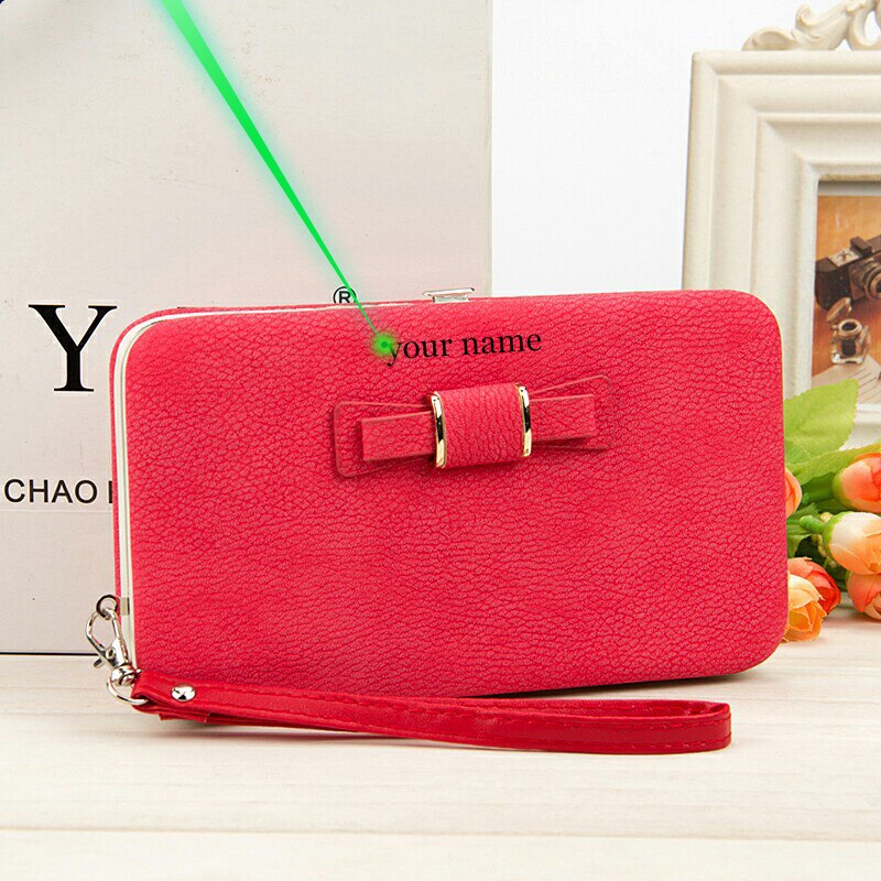 Baellerry Wallet Women Metal Frame Snap Button Coin Purse Mobile Phone Bag Bow Female Bag Good Support Name Engraving