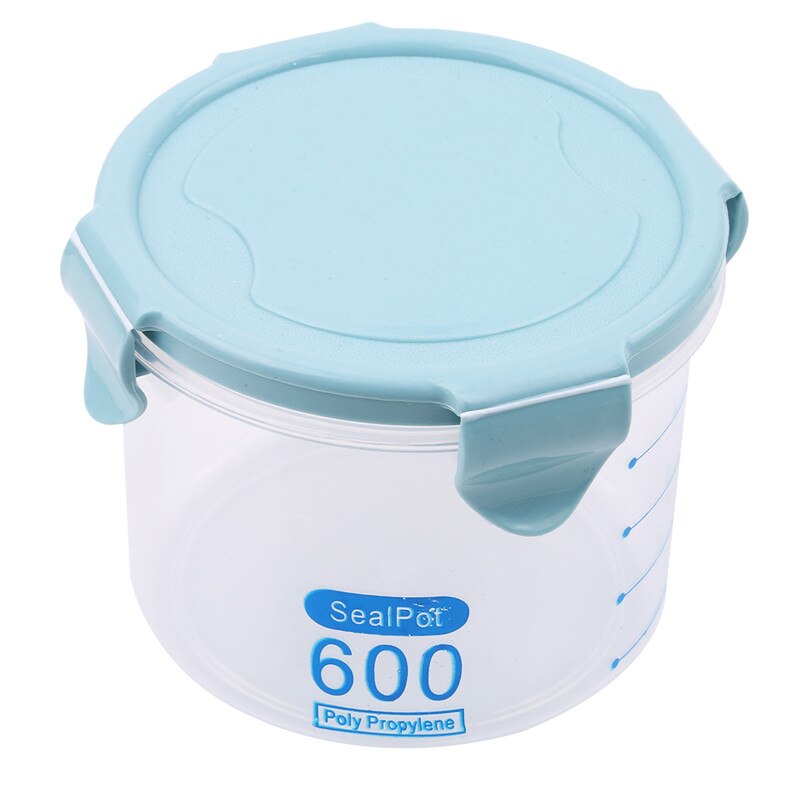 Kitchen Plastic Sealed Jar Storage Box Transparent Food Can Keep Fresh Fresh Transparent Container Can: blue 600ml