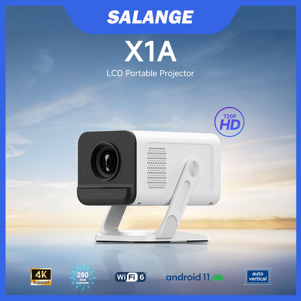 Salange X1A Mini Projector BT 5.4 Android 11 180˚ Adjustable LED Outdoor Portable Beamer Native 720P Auto Keystone 4K Support