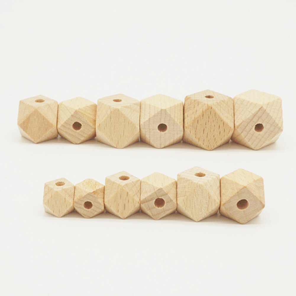 10 stk. geometriske sekskantede perler i træ, ammende tygge, træbinder legetøj til babybinderhalskæder / armbånd diy babybinder