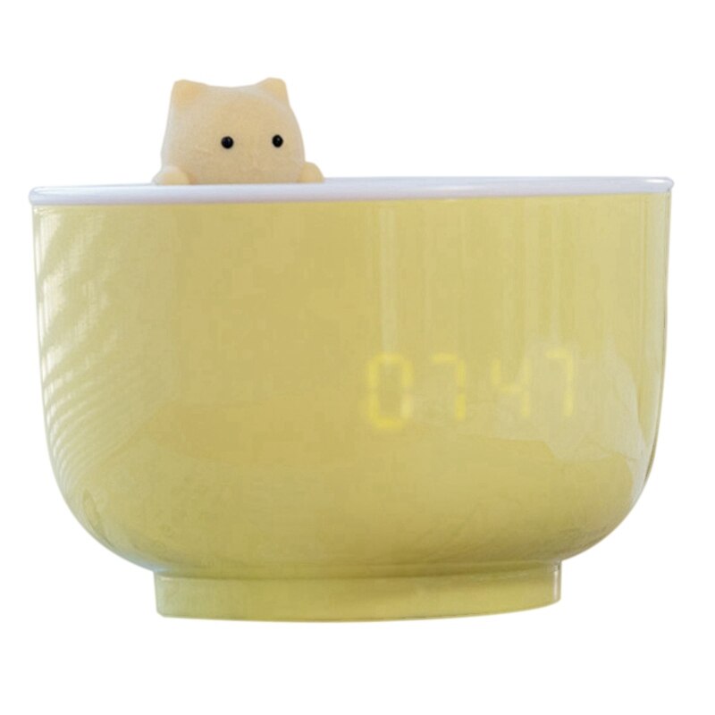 Alarm Light, Three Levels of Light Can Be Adjusted Freely. Cartoon Cat Alarm Clock Light for Girls, Bedroom: Yellow