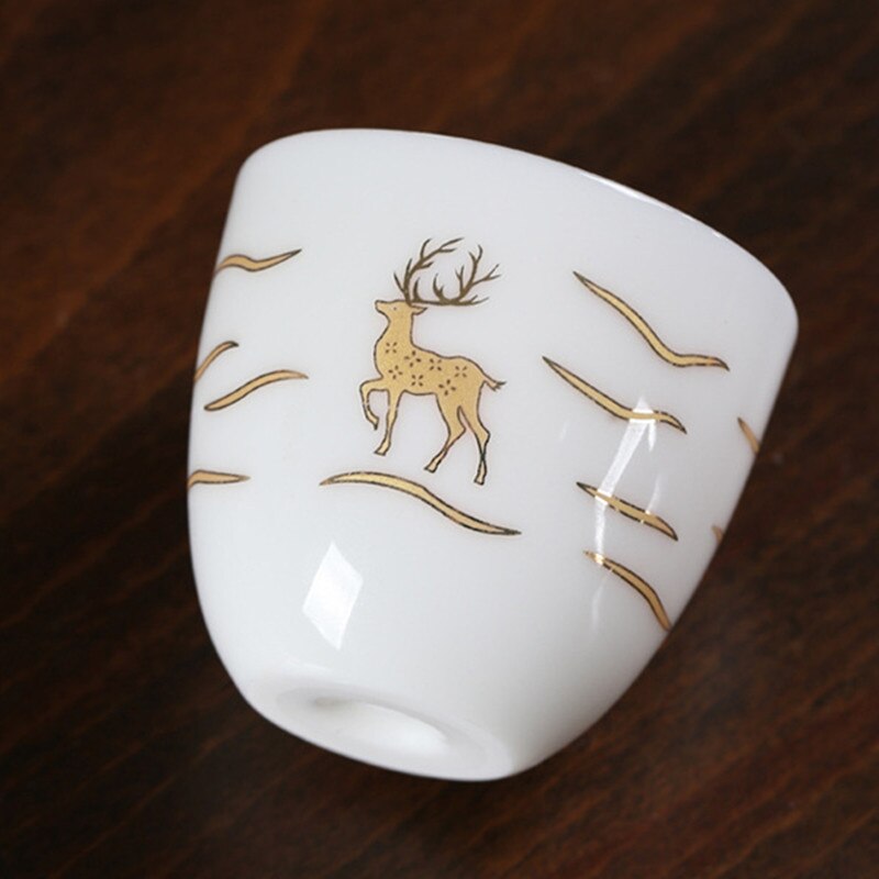Grand relief or mouton graisse jade tasse à thé décor à la maison thé maître tasse accessoires personnel boire petit bol à thé