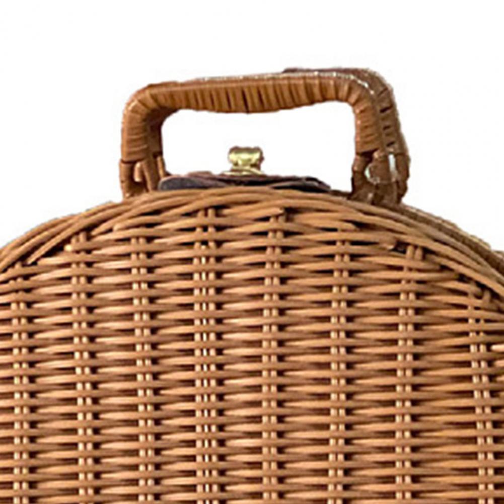 Wicker Storage Box 1PC With Double Handle Food Fruit Carrying Outdoor Picnic Seagrass Baskets Hamper Rattan Suitcase