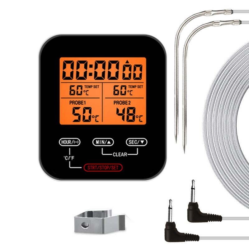 Wireless Meat Thermometer,Digital Remote Food Cooking Meat Thermometer For BBQ Grill Smoker Oven Kitchen: black