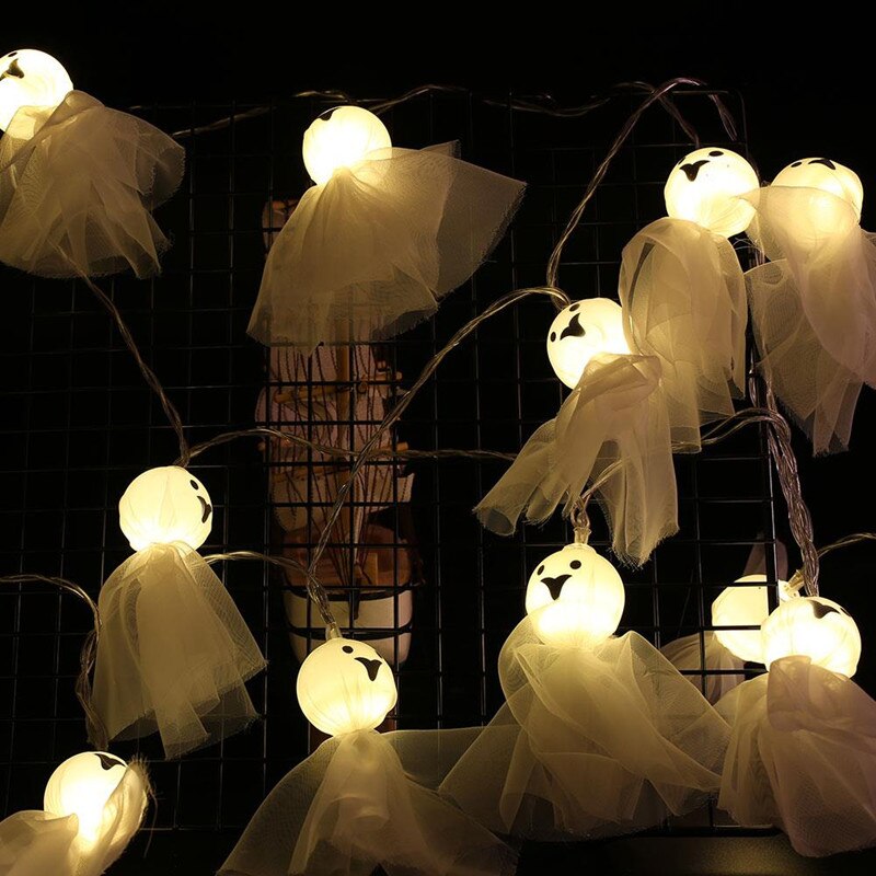 20 40 LED Halloween Ghost Doll Shape String Lights Indoor Fairy Light Twinkle Battery USB Power Party Garden Decoration