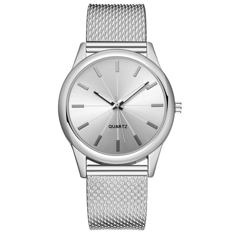 Brand Women Mesh Belt Watch Women's Quartz Watch Business Wristwatch Casual Watch Female Clock: silver white