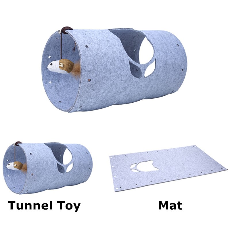 Túnel para gatos, juguetes creativos DIY, tela de fieltro, túnel para gato, campana, ratón, pluma, juguete para mascotas, estera de fieltro, túnel para gato, juguete para jugar