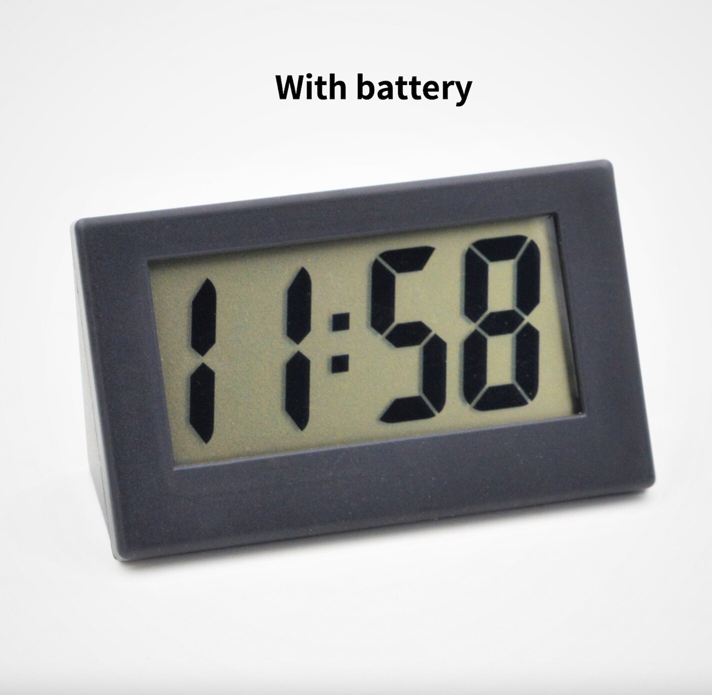 Bureau Digitale Klok Lcd-scherm Beugel Auto Klok Plastic Mini Tijd Klok Tafel Horloge Bureauklok: With battery Black