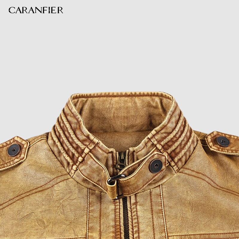 Caranfier 6xl herr pu-jacka skinnkappa höst slim fit motorcykeljackor i konstläder herrrockar märkeskläder kappor