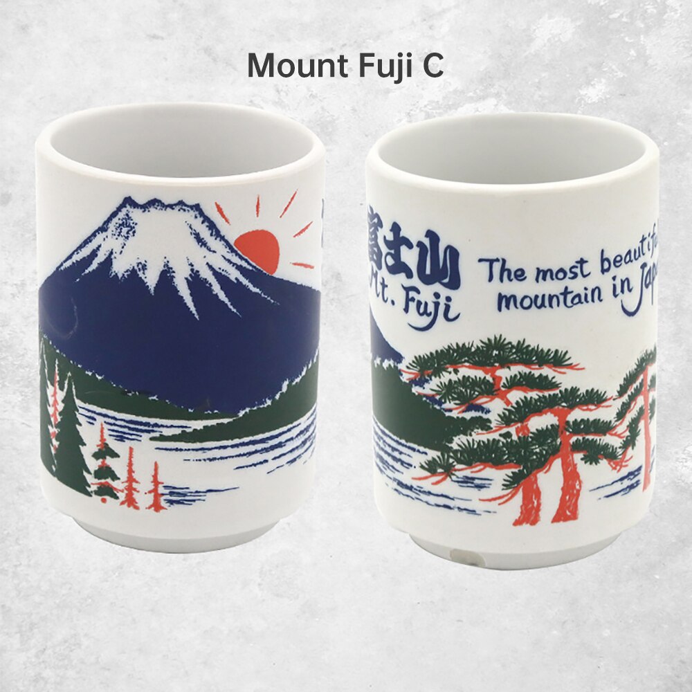 Japanska intryck keramiska muggar 300ml te vin sushi kopp rolig familj restaurang dekoration resa för vänner: Mount fuji c